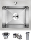 15 x 15 Inch Drop In Kitchen Bar Sink, Stainless Steel Single Bowl Topmount Bar by Kadorer