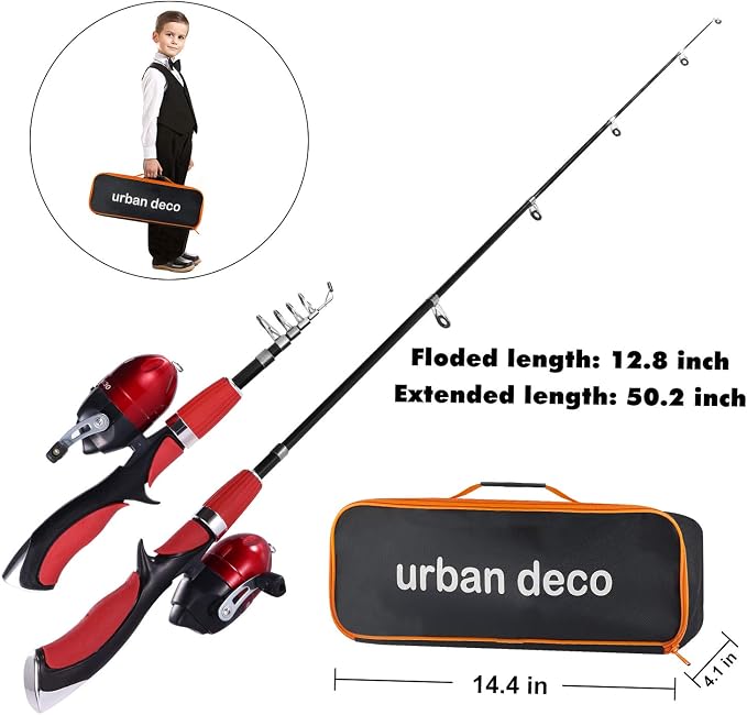 Urban Deco Kids Fishing Pole Set Portable Telescopic Kids Fishing Rod and Reel - Image 4