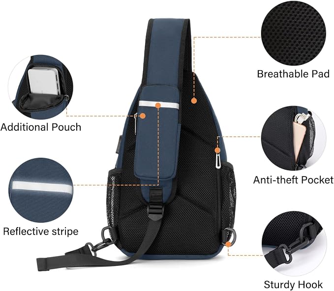 MOSISO Sling Backpack Bag, Crossbody Shoulder Bag Travel Hiking Daypack Chest - Image 4