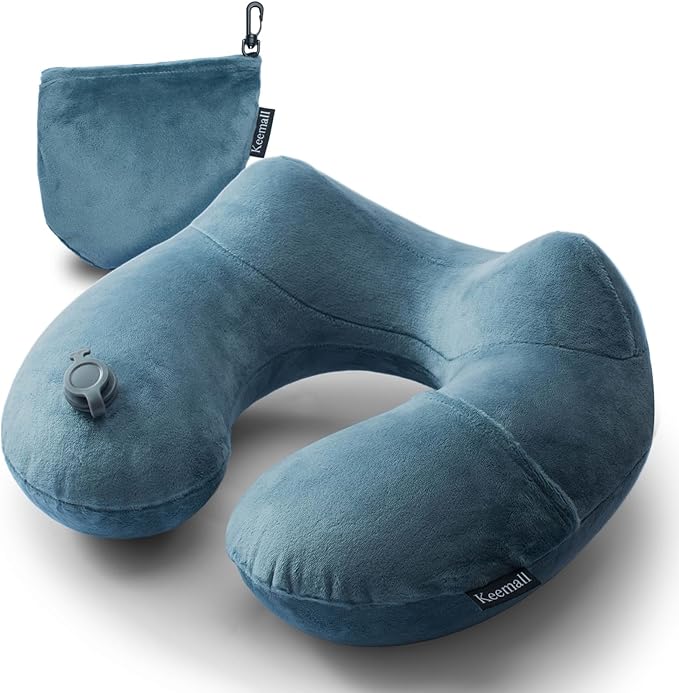 Inflatable Travel Neck Pillow for Airplane Sleeping Blow Up Neck Support Air by Keemall