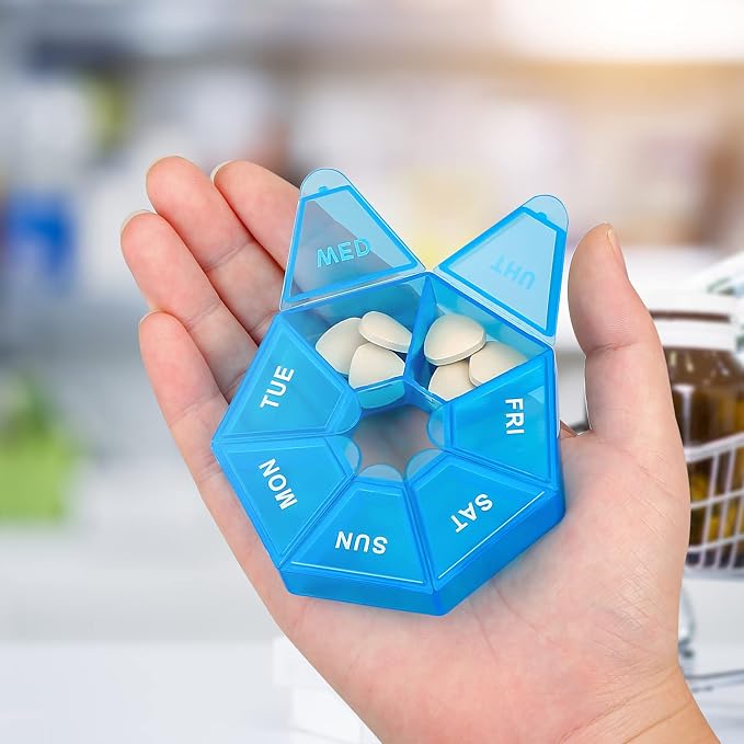 Ponpon 8pcs Pill Holder Box 7-Sided Portable Vitamin Holder Box Pill Organizer - Image 4