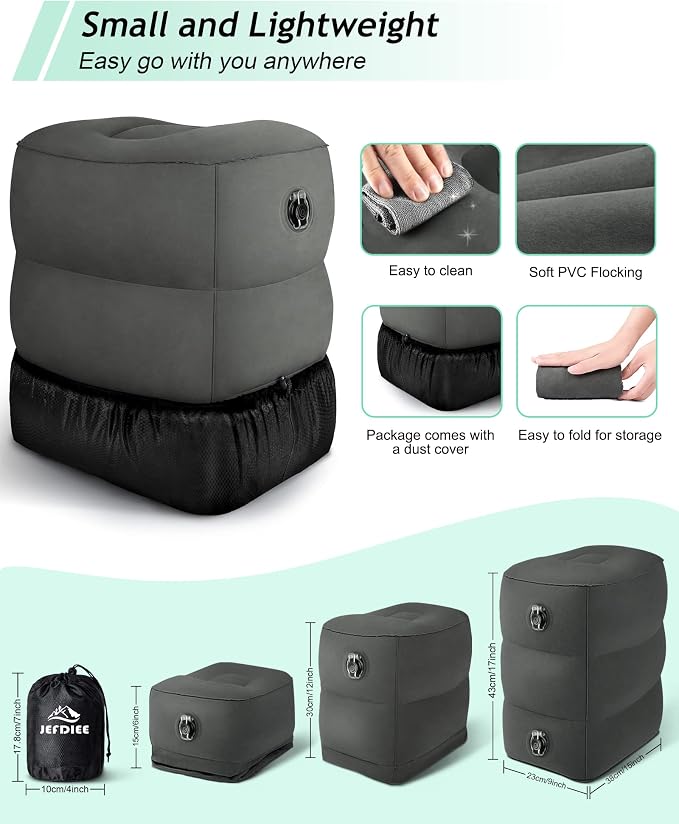JefDiee Inflatable Travel Foot Rest Pillow, Kids Airplane Bed, Adjustable 3 - Image 3