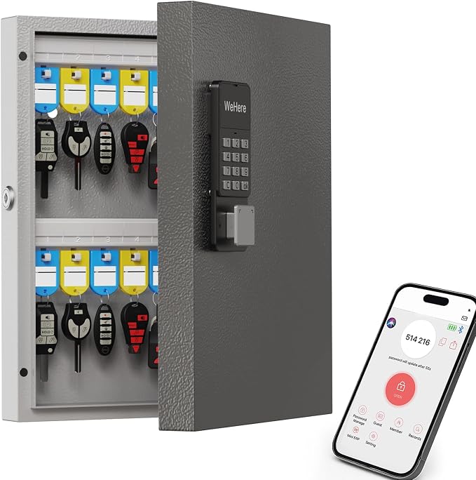 WeHere 32 Key Lock Box Wall Mount, Smart Key Cabinet by WeHereSmartBoxLock