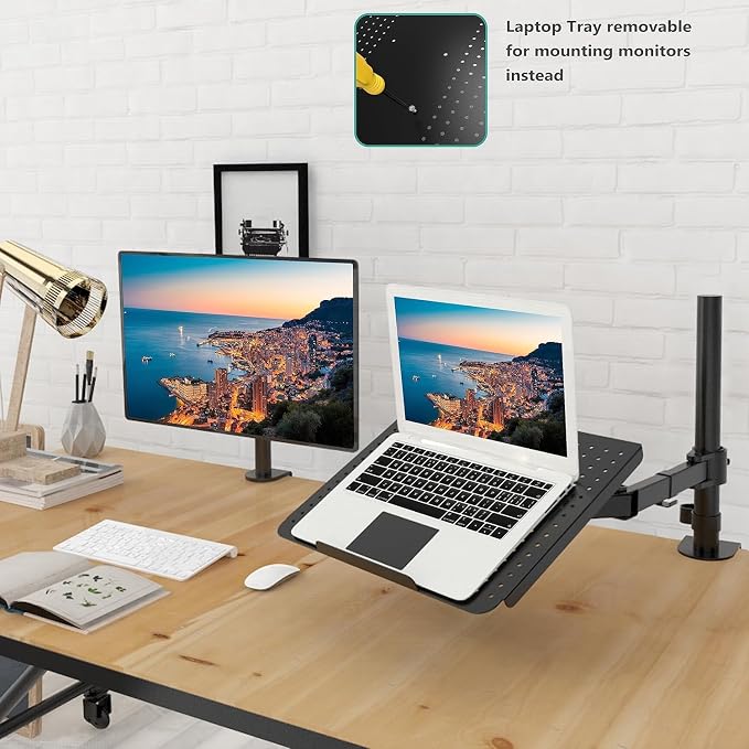 WALI Laptop Tray Desk Mount for 17inch Notebook, Fully Adjustable Laptop Arm up - Image 6