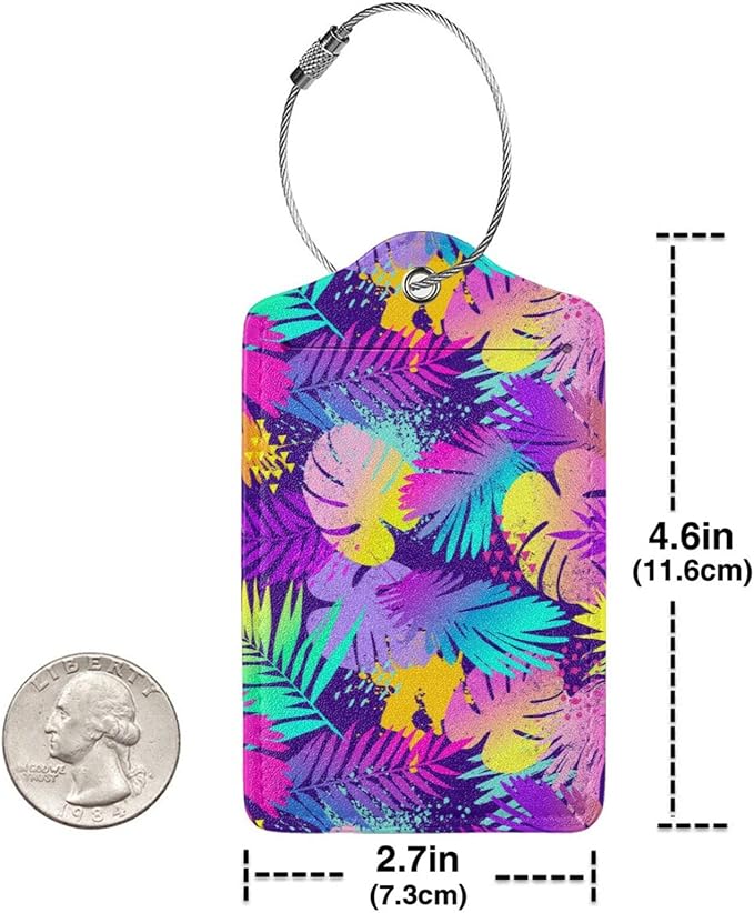 Set of 2 Purple Leaves of Palms Tree Luggage Tags - Image 5