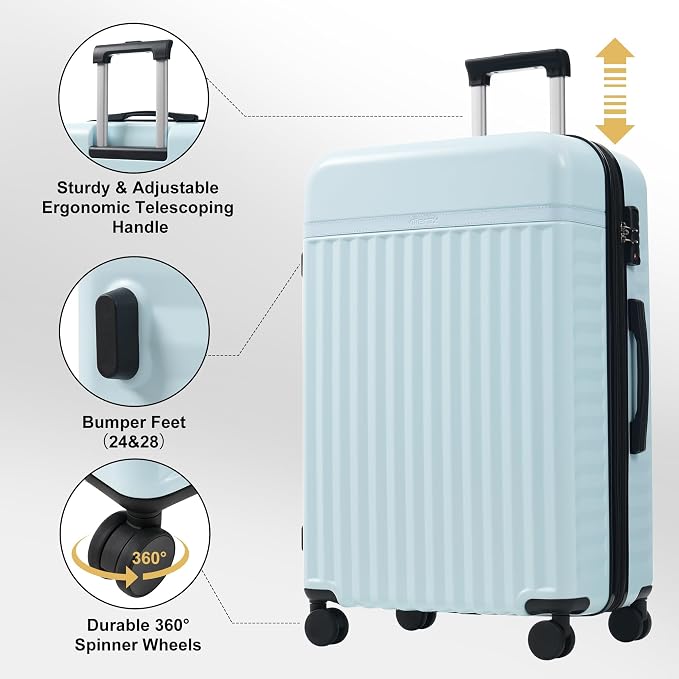 Merax Luggage Sets, Durable Hardshell 3 Piece Suitcase - Image 4