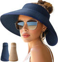NPJY Sun Hats for Women Wide Brim Roll-Up Beach Ponytail Hat Packable Foldable by Unknown