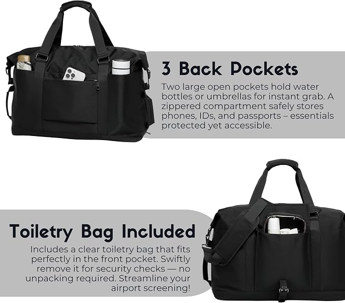 SUNNY BIRD Duffel with Utility Pouch, 40L Weekender Overnight Bag with Shoe - Image 8