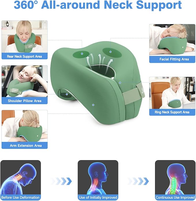 Travel Neck Pillow, Memory Foam Travel Pillow, Includes 3D Eye Masks, and - Image 2