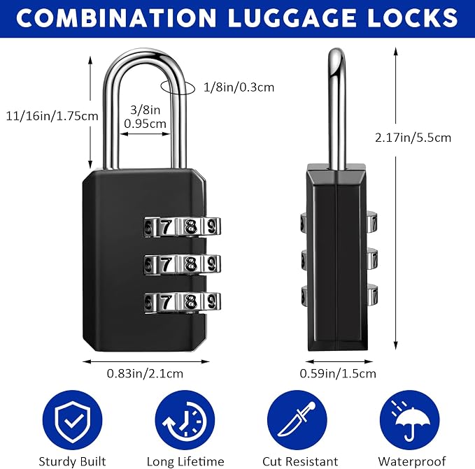 Chumia 16 Pack 3 Digit Combination Lock Small Combo Locks Waterproof Luggage - Image 2
