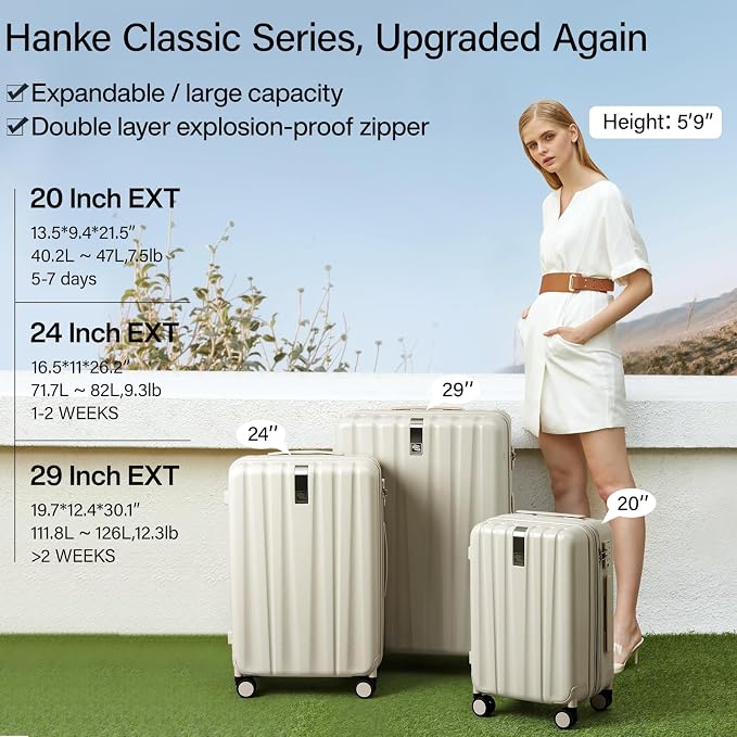 Hanke 24 Inch Expandable Checked Luggage Lightweight PC Hard Case luggage - Image 2