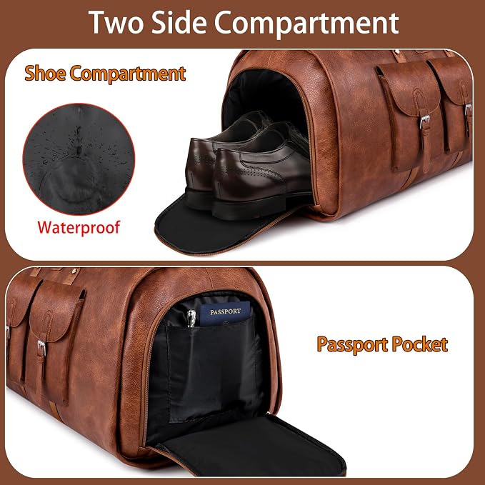 Garment Bag for Travel, Convertible Carry on Garment Duffel Bag for Men 3Pcs - Image 5