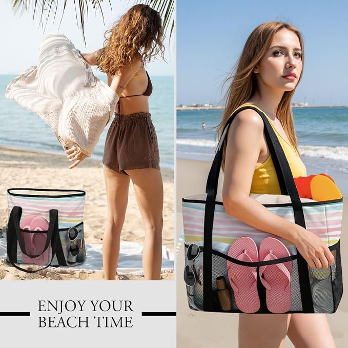 Sandproof Beach Bag with Zipper - Image 5