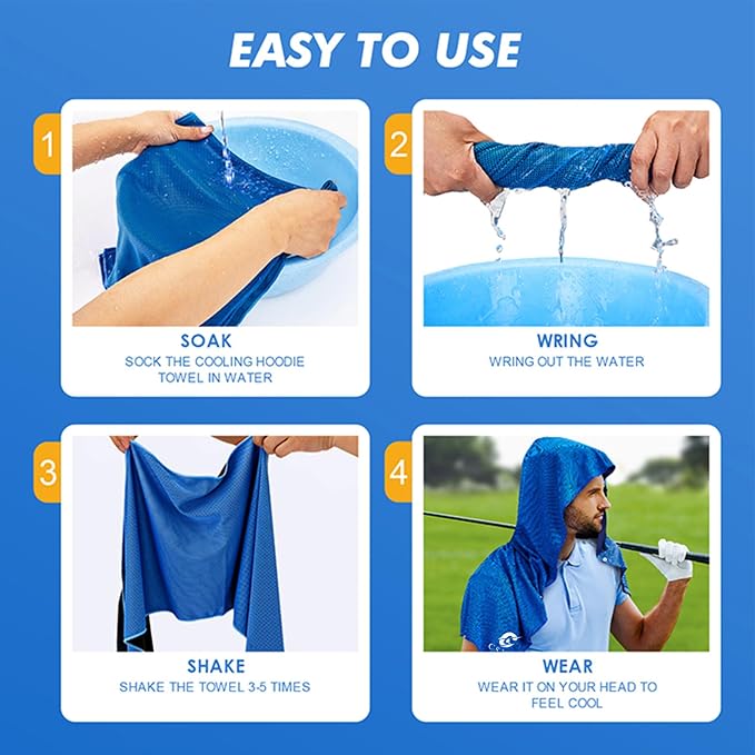 4 Pack Cooling Hoodie Towels for Neck and Face, UPF 50 Sun Protection & Instant - Image 3