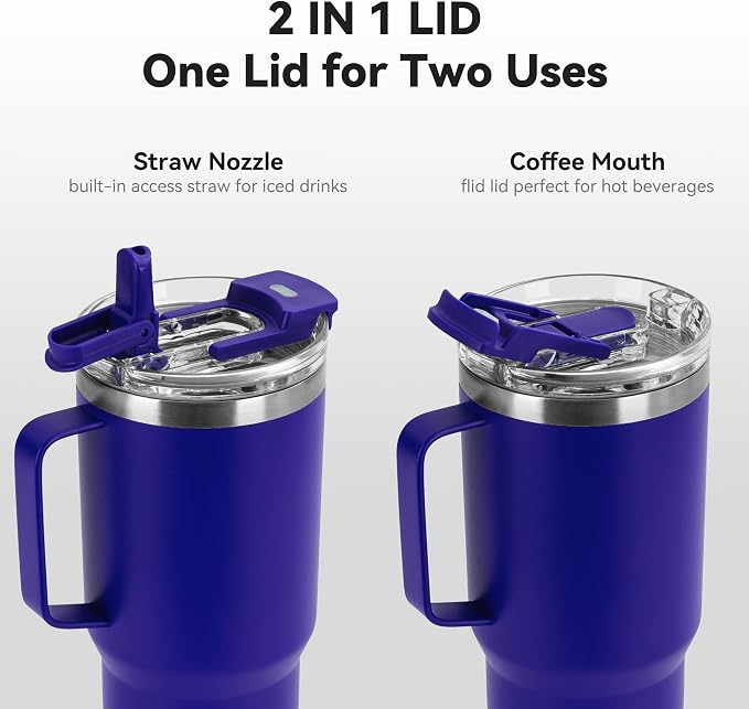 30oz Tumbler with Handle, Insulated Leak Proof Coffee Travel Mug with Straw Lid - Image 3