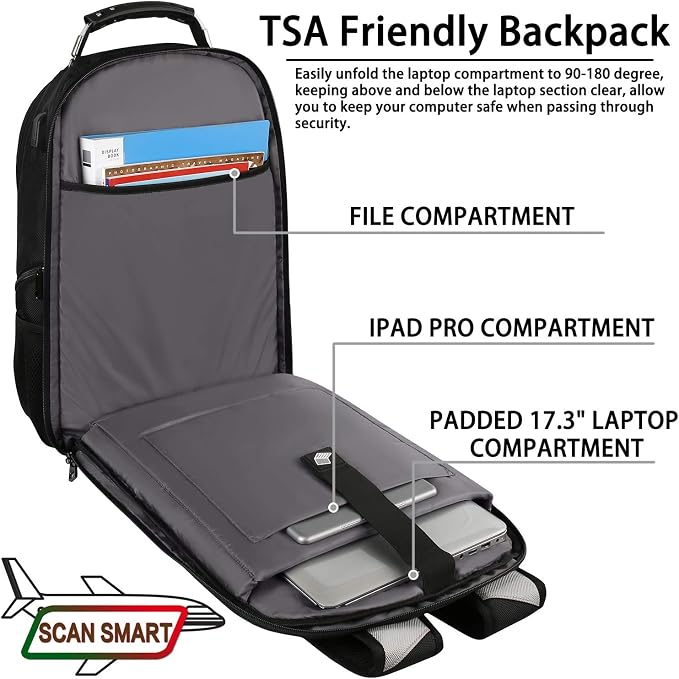 17 inch Laptop Backpack, Large Travel Backpack - Image 3