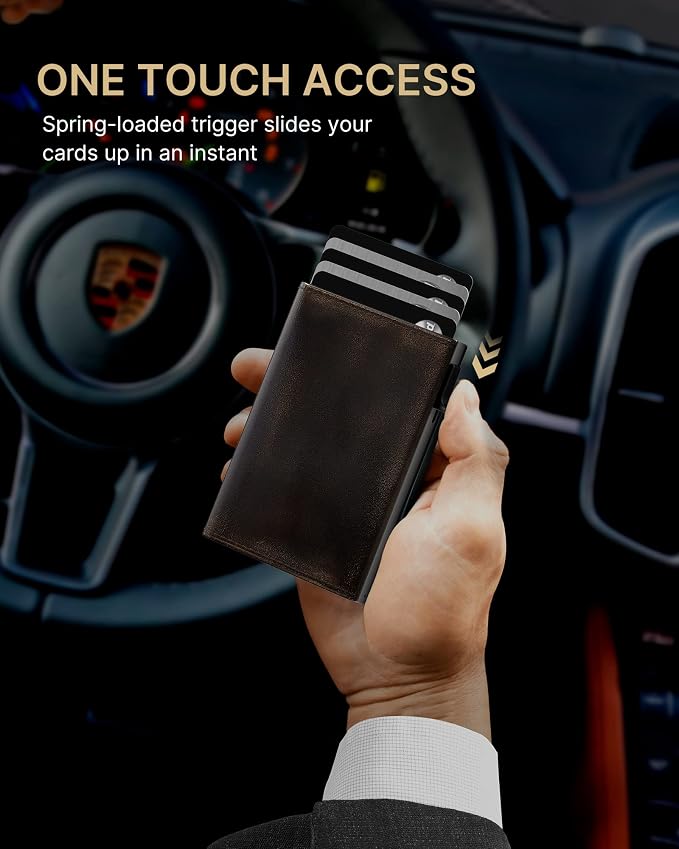 typecase Mens Wallet Card Holder: Pop Up Aluminum Case, Full Grain Leather - Image 5