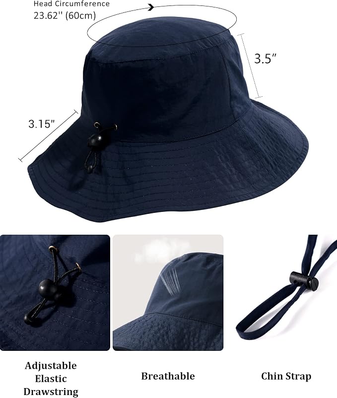 Water-Resistant Sun UPF 50+ Bucket Hat Protection Packable Brimmed Boonie - Image 6