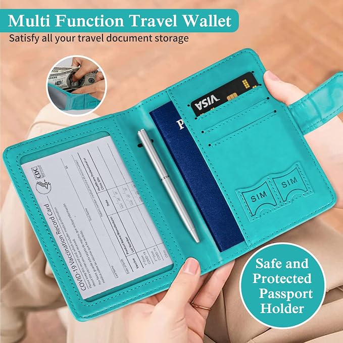 TIGARI Passport Holder for Travel Women Men, PU Leather Waterproof RFID - Image 2