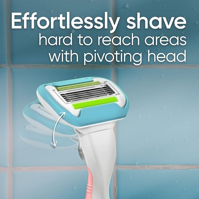 Gillette Venus Extra Smooth Pink Women's Razor, Pivoting Razor Head, 5 Blades - Image 6