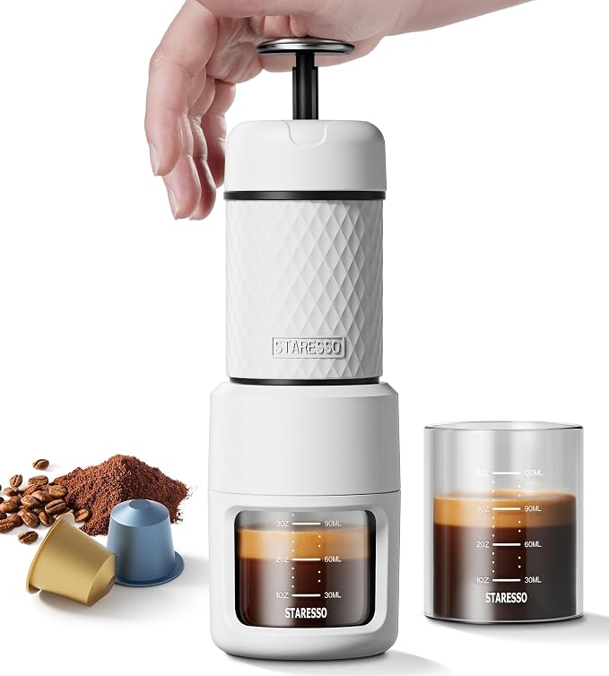 STARESSO Classic Portable Espresso Maker, 2 IN 1 Travel Coffee Maker Compatible by STARESSO