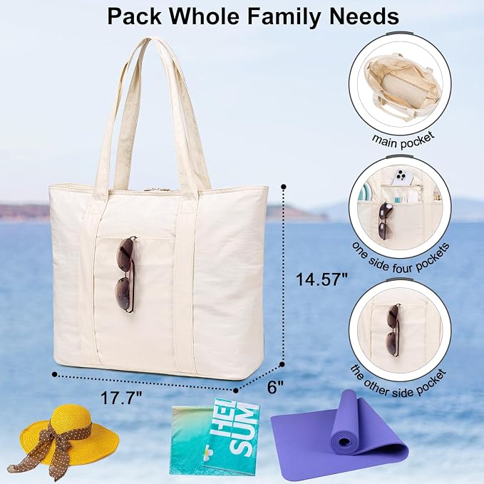 LEDAOU Beach Bags for Women, Beach Bags Waterproof Sandproof, Packable Beach - Image 2