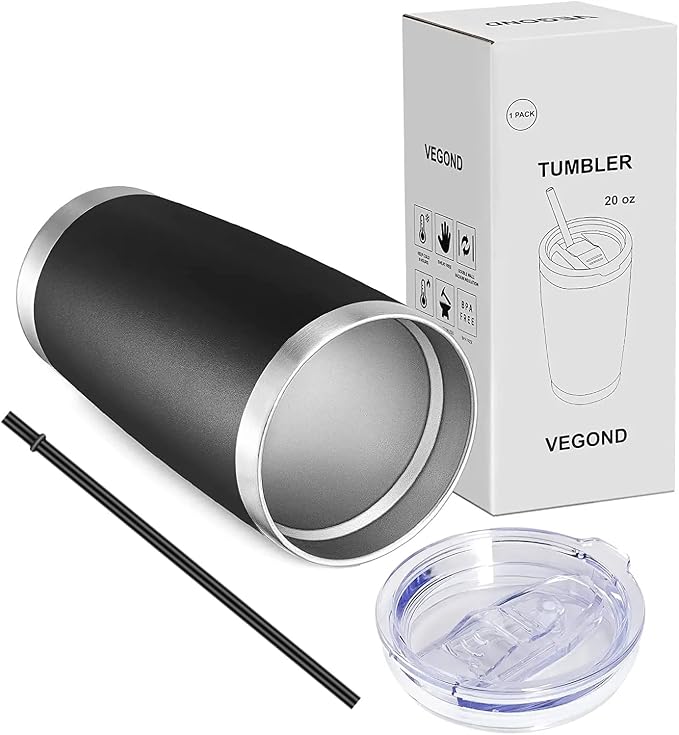 VEGOND 20oz Tumbler with Lid and Straw Stainless Steel Tumbler Cup Bulk Vacuum - Image 7