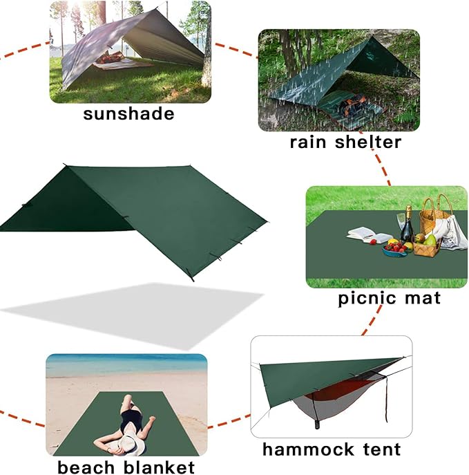 KALINCO Waterproof Camping Tarp, 10X12FT Hammock Rain Fly Tent Tarp, - Image 4
