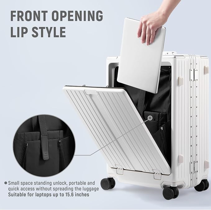UrbanExplorer 24 Inch Check-In Aluminum Frame Luggage, ABS+PC Hard Shell - Image 6
