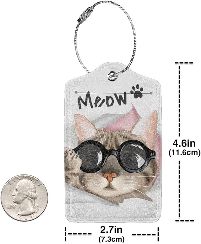 2 Pack Cute Cat Luggage Tags for Kids Girls Women Travel Funny Animal - Image 5