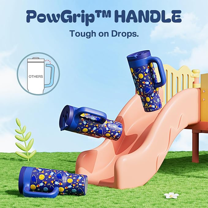 24 oz Stainless Steel Tumbler for Children: Durable Handle, Straw Gulp Lid - Image 4