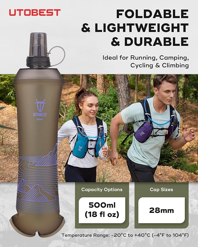 UTOBEST 500ml Soft Flask, 2 Pack Flexible TPU Hydration Water Bottle, - Image 7