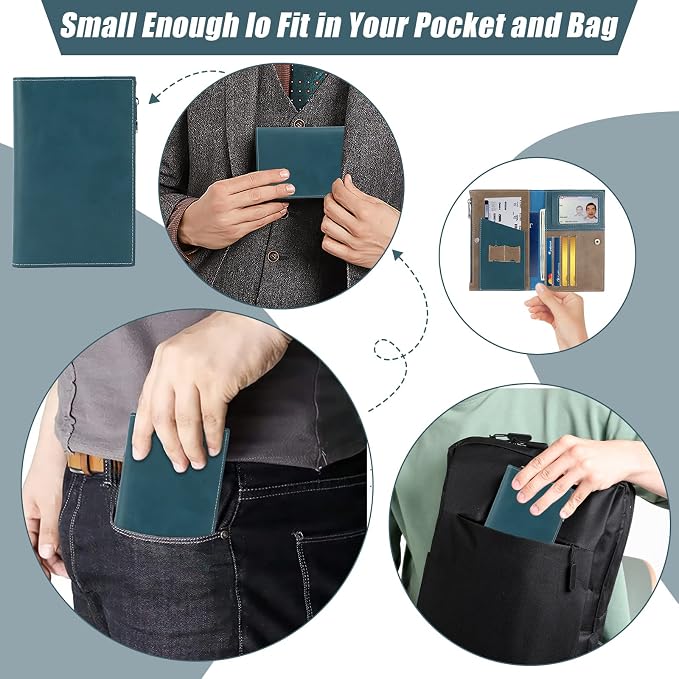 Genuine Leather Travel Passport Wallet, Slim RFID Blocking Holder - Image 6