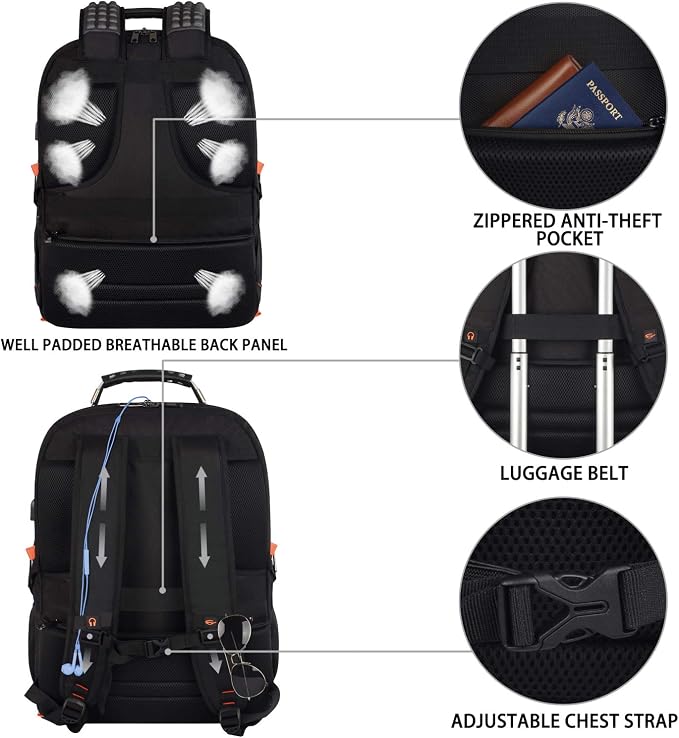 Travel Laptop Backpack, Extra Large 18.4 inch Gaming Laptop Backpacks - Image 6