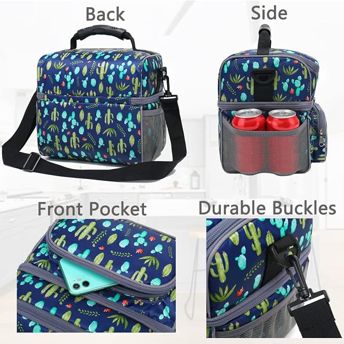 FlowFly Double Layer Cooler Insulated Lunch Bag Adult Lunch Box Large Tote Bag - Image 6