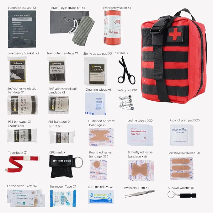 IFAK Trauma Kit, Molle Pouch Emergency Survival Kit, 6” Israeli Straps - Image 2