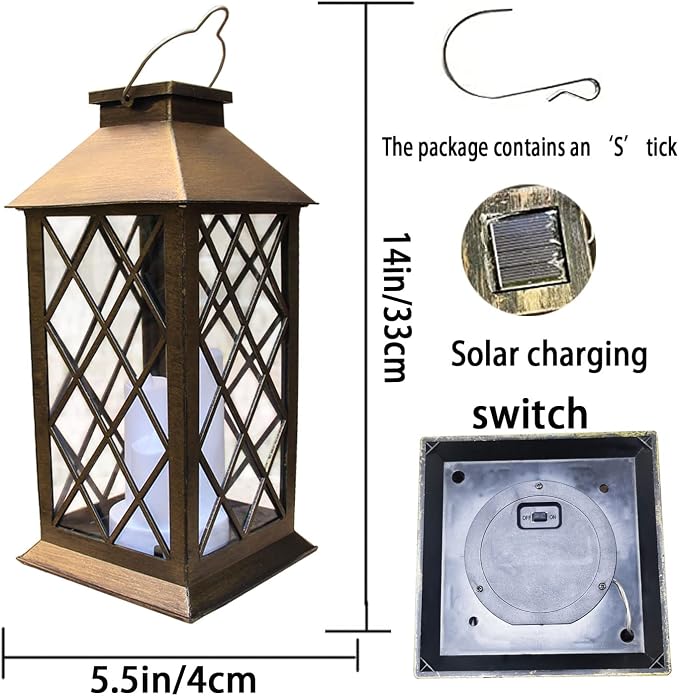Solar Outdoor Lantern, Garden Hanging Waterproof Lanterns PVC Upgrade 3 LED - Image 5