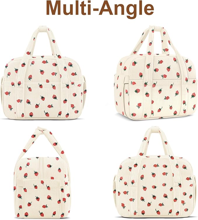 Corduroy Lunch Box Lunch Bag for Women Adults Men, Cute Strawberry Insulated - Image 8