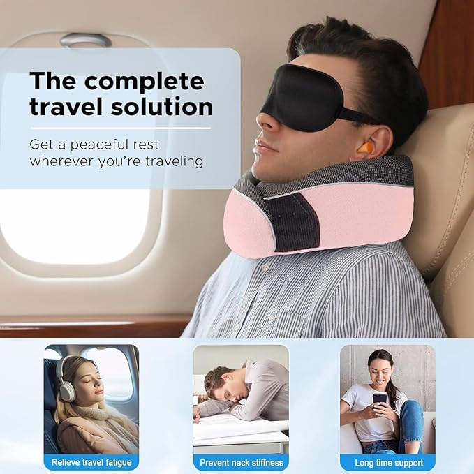 Travel Neck Pillow, Best Memory Foam Airplane Pillow - Image 3