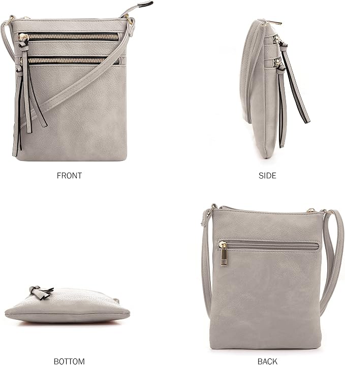 DELUXITY | Crossbody Purse Bag | Functional Multi Pocket Double Zipper Purse | - Image 2