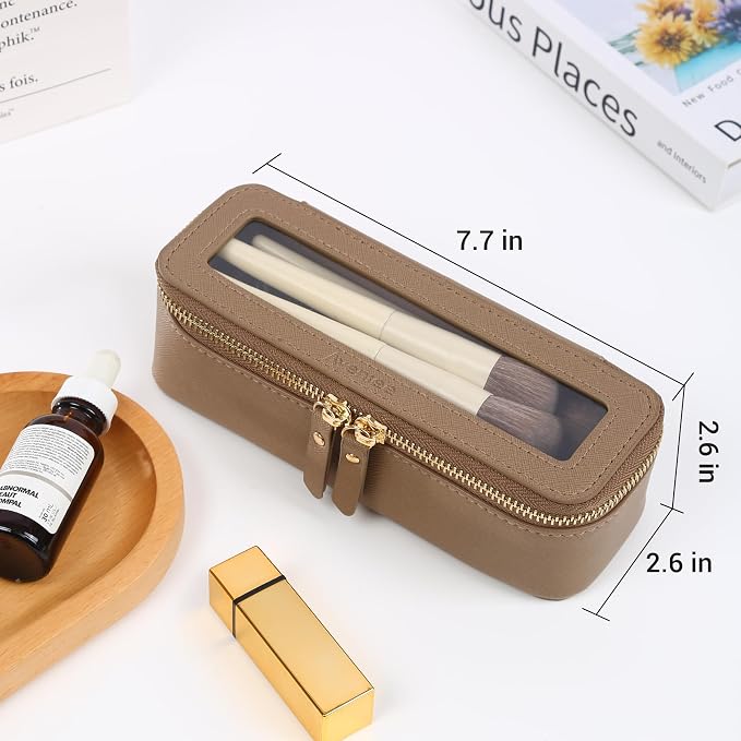 Aveniee Clear Makeup Brush Bag, Slim Cosmetic Brush Holder, Small Travel - Image 4