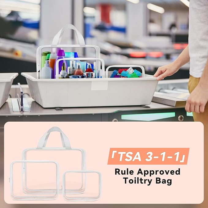 TISRATOK 10 PCS Clear Travel Makeup Toiletry Bag, Plastic PVC Cosmetic TSA - Image 5