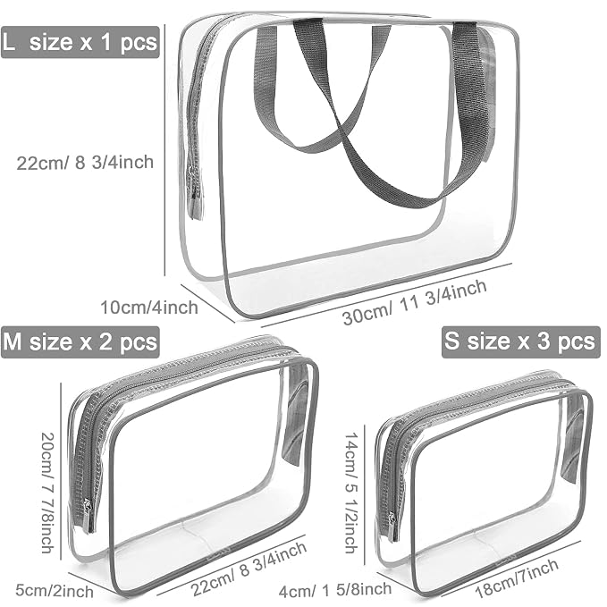 APREUTY Clear Makeup Bags, TSA Approved 6Pcs Cosmetic Makeup Bags Set Clear PVC - Image 6