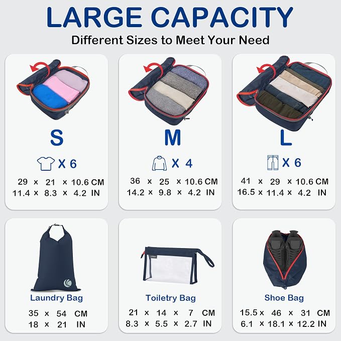 Cipway Compression Packing Cubes, Lightweight Travel Luggage Organizers - Image 6