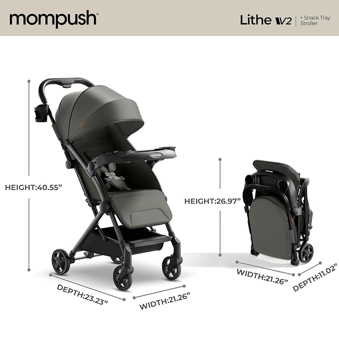 Mompush Lithe V2 Lightweight Travel Stroller, Compact Foldable Baby Stroller - Image 4