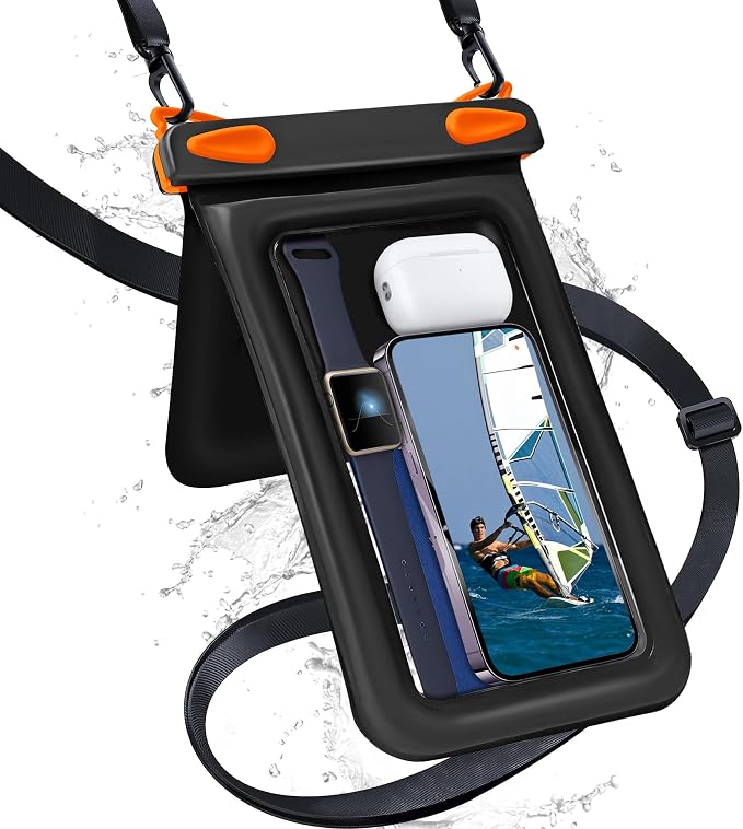 Waterproof Phone Pouch Double Pocket, Floating IPX8 8.5 inch Waterproof Phone by Welcometothesun