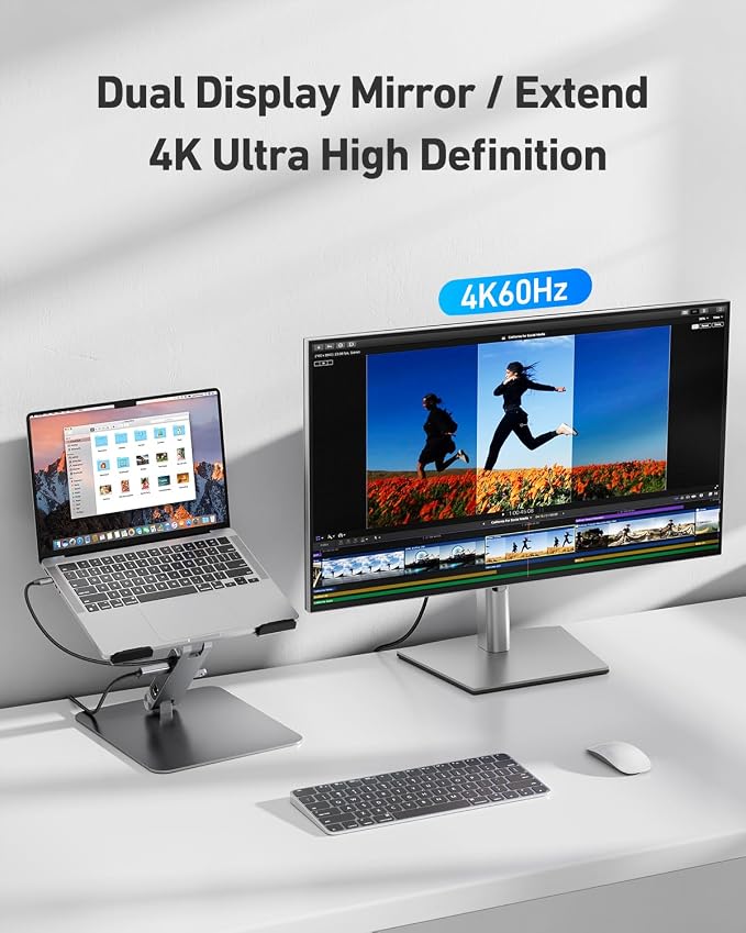 BENFEI Laptop Stand with USB C 6in1 Docking Station, HDMI 4K@60Hz, Gigabit - Image 3