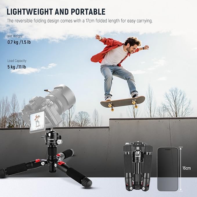 NEEWER Portable Desktop Mini Tripod Aluminum Alloy 20''/ 50cm Desk Tripod - Image 6