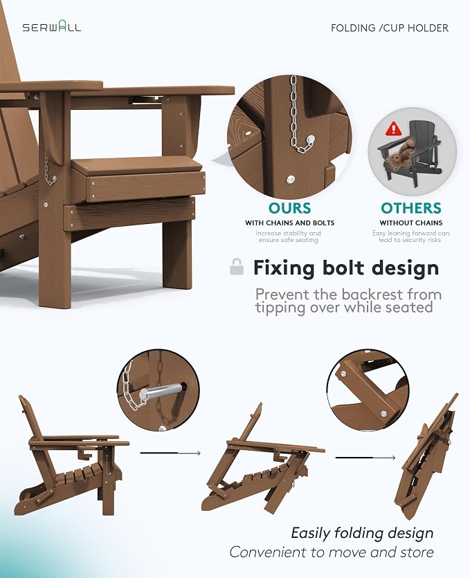 SERWALL Adirondack Chair with Cup Holders - Image 8