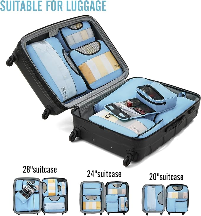 Veken 8 Set Packing Cubes for Travel Essentials, Suitcase Organizer Bags in 4 - Image 6